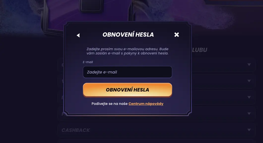 Obnovení zapomenutého hesla ve FunBet