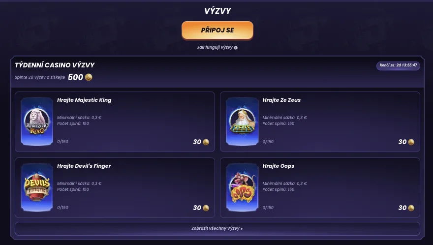 FunBet týdenní casino výzvy – splňte 28 výzev a získejte 500 coinů