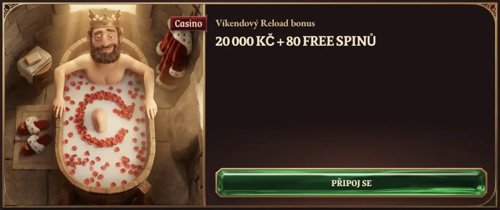 Víkendový reload bonus 20 000 Kč a 80 free spinů v CrazyTower Casino