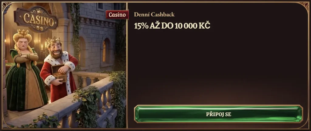 Denní cashback 15 % až do 10 000 Kč v CrazyTower Casino