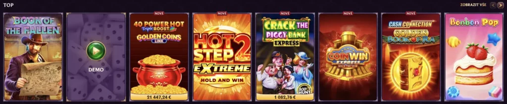 Nabídka výherních automatů v Dice Palace Casino – Book of the Fallen, Hot Step 2 Extreme a další